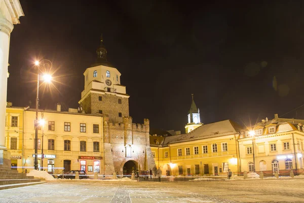 Lublin Polska Stycznia 2018 Kraków Brama Brama Krakowska Lublinie Stare — Zdjęcie stockowe