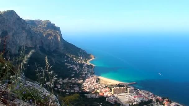 Meryem Ana Plaj Vergine Maria Pellegrino Dağı Monte Pellegrino Palermo — Stok video