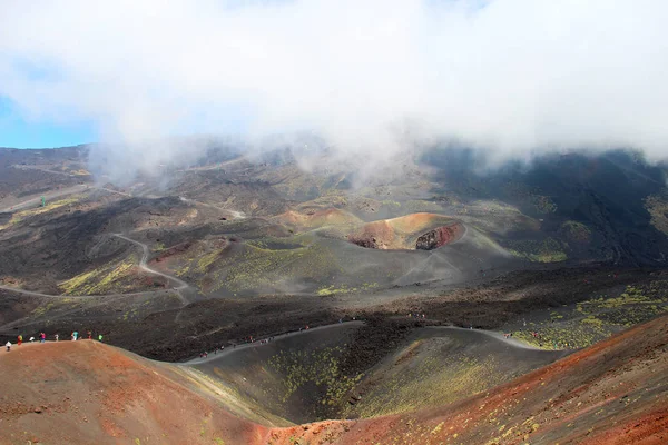Krásný Výhled Sopku Etna Kráterů Sicílie Itálie — Stock fotografie