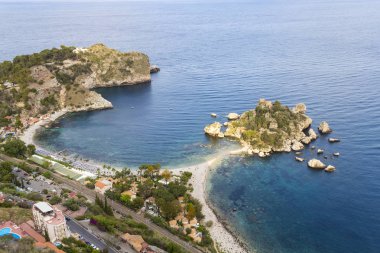 Isola Bella Adası ve güzel plajları, Taormina, Sicilya, İtalya