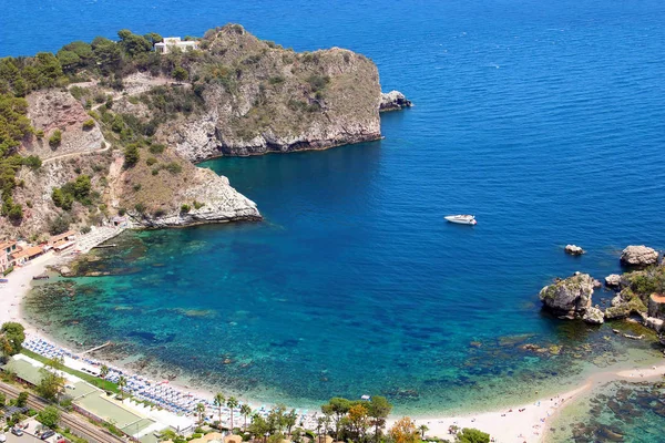 Pięknej Plaży Miejscowości Isola Bella Taormina Sycylia Włochy — Zdjęcie stockowe