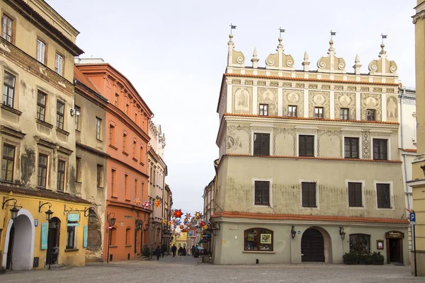 Lublin Polónia Janeiro 2018 Grodzka Street Rynek Square Old Town — Fotografia de Stock