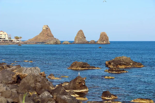Olbrzymi Isles Aci Trezza Pobliżu Katanii Sycylia Włochy — Zdjęcie stockowe
