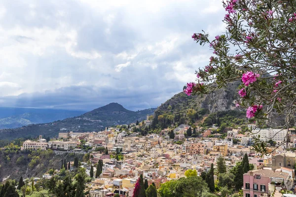 Veduta Aerea Taormina Dal Teatro Greco Sicilia Italia — Foto Stock