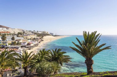 Morro Jable beach, Fuerteventura, Kanarya Adaları, İspanya havadan görünümü