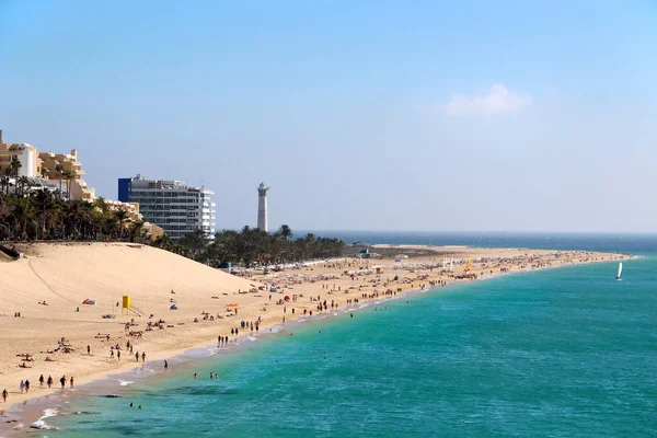 Pięknej Plaży Morro Jable Fuerteventura Wyspy Kanaryjskie Hiszpania — Zdjęcie stockowe