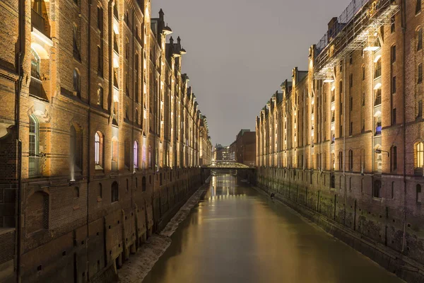 Hala magazynowa Speicherstadt, Hamburg, Niemcy — Zdjęcie stockowe