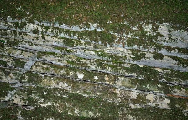 Superfície Pedra Áspera Rachada Envelhecida Musgo — Fotografia de Stock