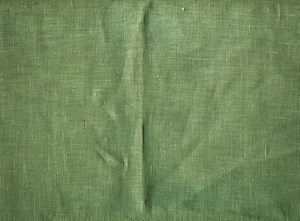 Natural Linen Striped Rough Textured Green Fabric Textile — Stock Photo, Image
