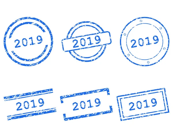 2019 Stamps White — Stock Vector