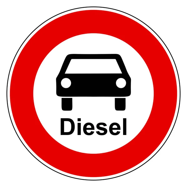 Αυτοκίνητο ντίζελ και πινακίδα απαγόρευσης — Διανυσματικό Αρχείο