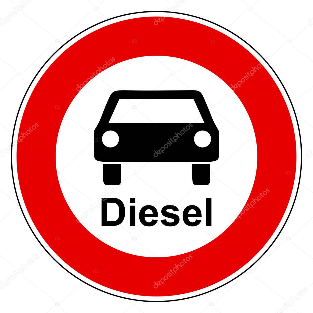 Diesel car and prohibition sign