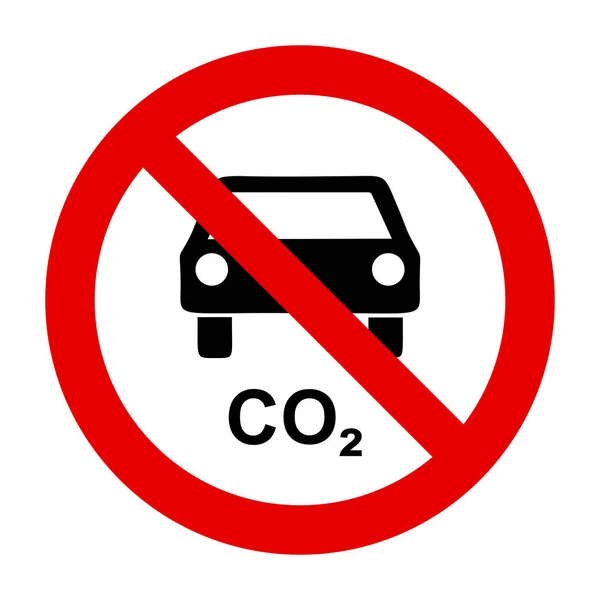 Coche CO2 y señal de prohibición — Vector de stock