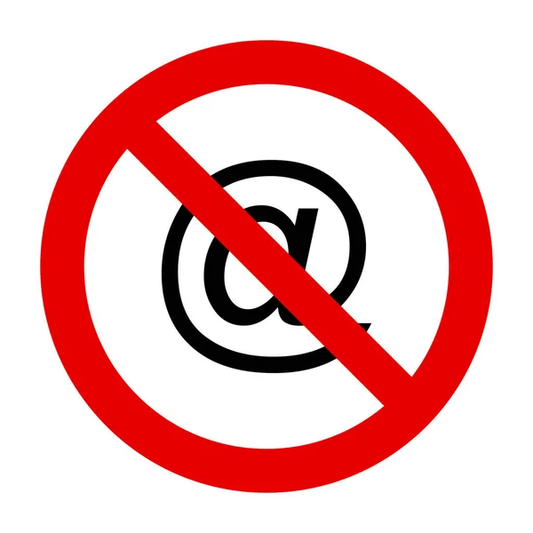 Symbole e-mail et panneau d'interdiction — Image vectorielle