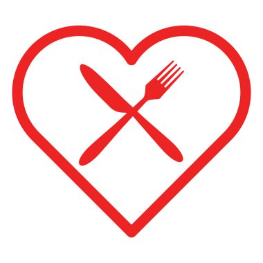 çatal bıçak takımı ve kalp