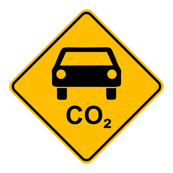 Coche CO2 y señalización vial — Vector de stock