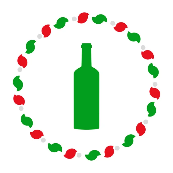 Bottle and wreath — Stock Vector