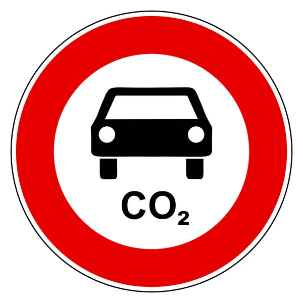 Coche CO2 y señal de prohibición — Vector de stock