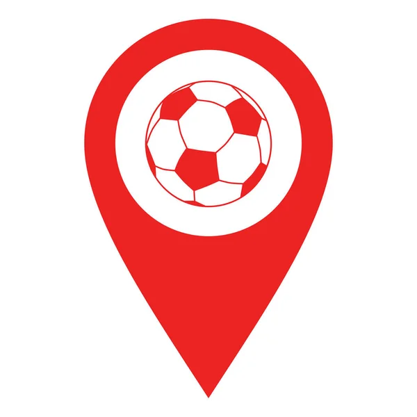 Balón de fútbol y pin de ubicación — Archivo Imágenes Vectoriales