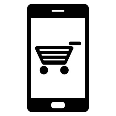 Shopping cart and smartphone clipart