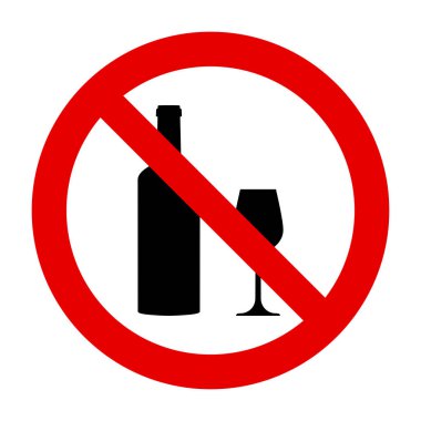 Şarap bardağı ve yasaklama işareti