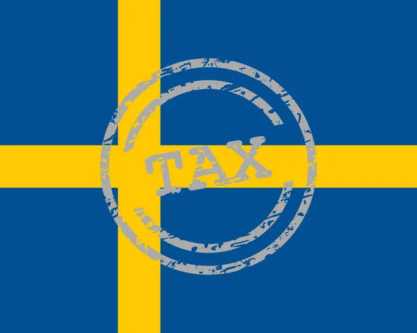 Sello fiscal y bandera de Suecia — Vector de stock