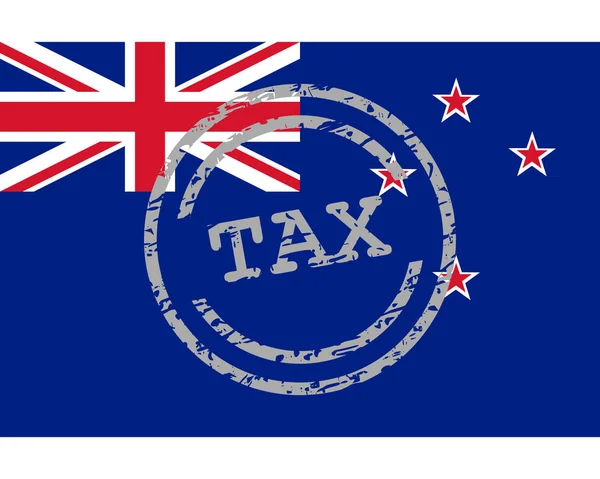 Timbre fiscal et drapeau de Nouvelle-Zélande — Image vectorielle