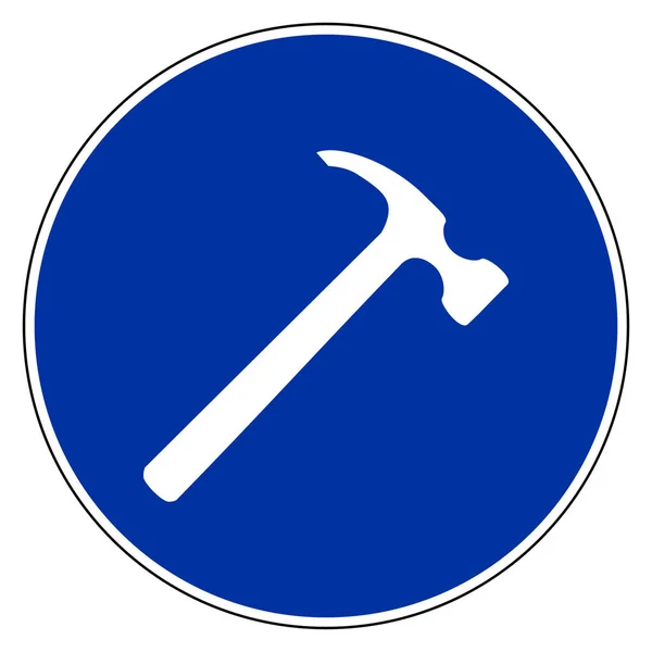 Marteau et signe bleu — Image vectorielle