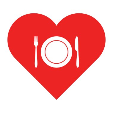 çatal bıçak takımı ve kalp