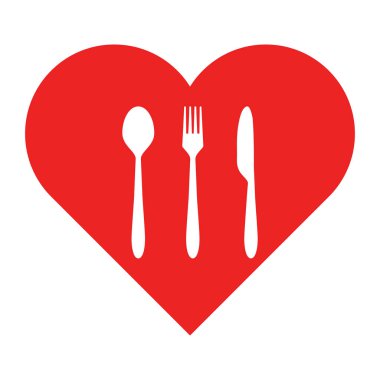 çatal bıçak takımı ve kalp