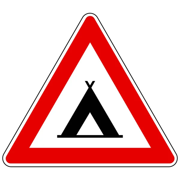 Tente et signe d'attention — Image vectorielle