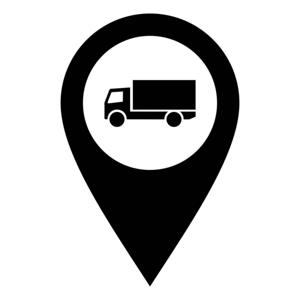 Vrachtwagen en locatie PIN — Stockvector