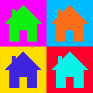 Vektör illüstrasyonu olarak ev ve pop-art