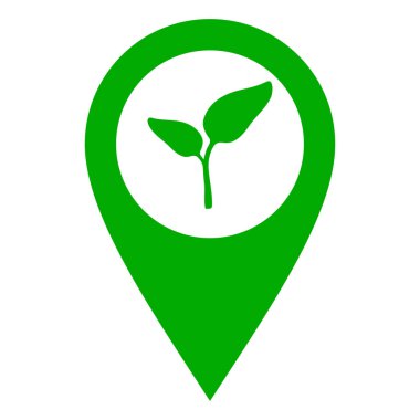 Vektör illüstrasyonu olarak bitki ve konum iğnesi