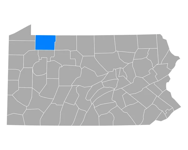 Mapa Warren Pennsylvania — Vector de stock