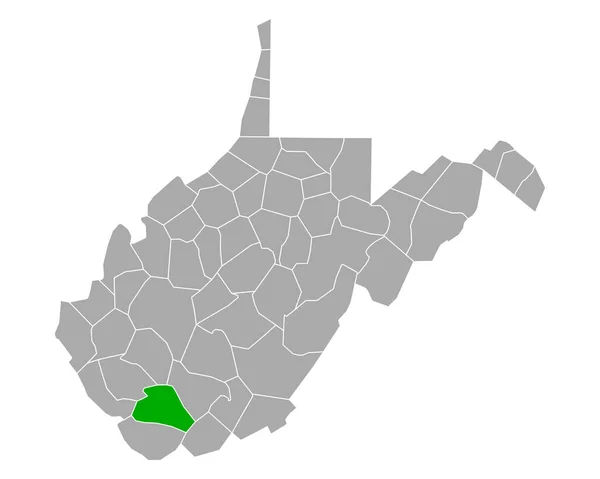 Mapa Wyoming Virginia Occidental — Vector de stock