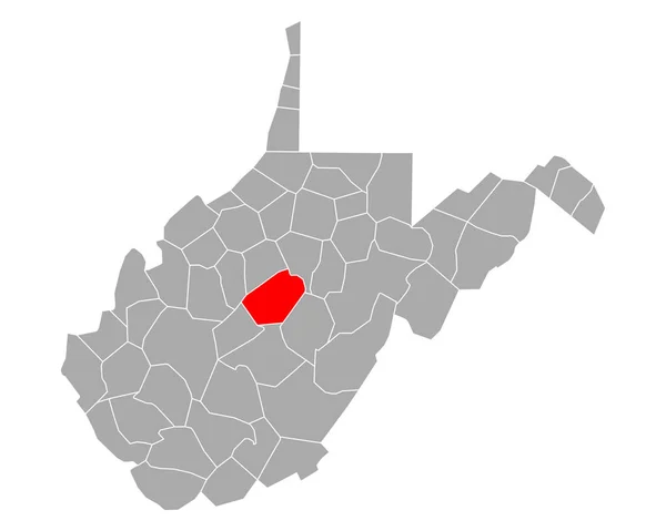 Braxton Térképe Nyugat Virginiában — Stock Vector
