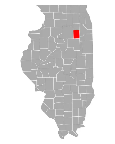Illinois Deki Grundy Haritası — Stok Vektör
