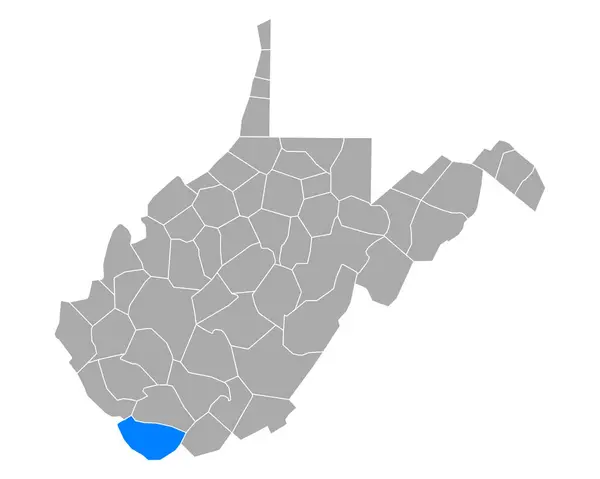 Carte Mcdowell Virginie Occidentale — Image vectorielle