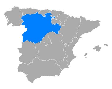 Map of Castile and Leon in Spain