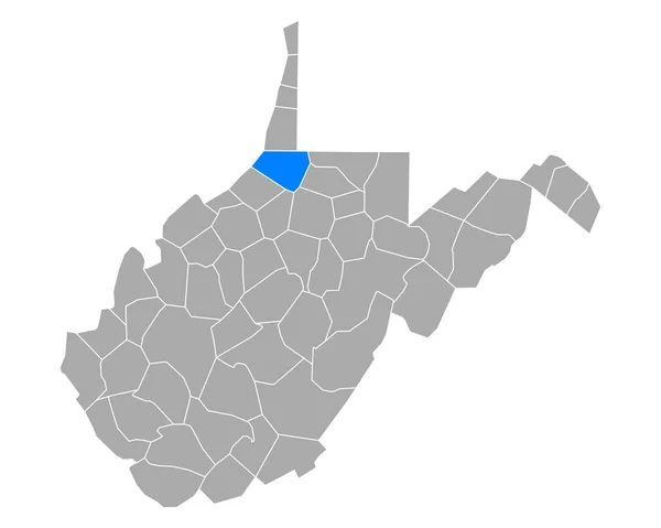 Mapa Wetzel Virginia Occidental — Archivo Imágenes Vectoriales