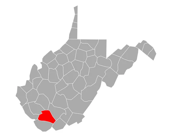 Χάρτης Του Γουαϊόμινγκ Στη Δυτική Βιρτζίνια — Διανυσματικό Αρχείο
