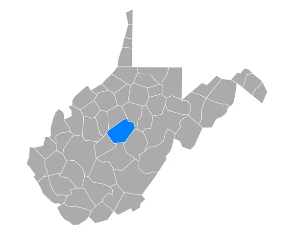 ウェストバージニア州のブラクストン地図 — ストックベクタ