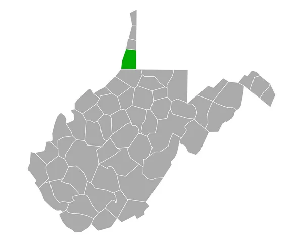 ウェストバージニア州のマーシャル地図 — ストックベクタ