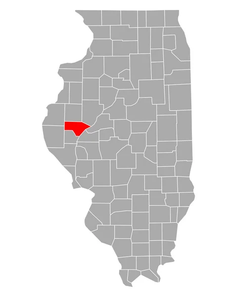 Illinois Deki Schuyler Haritası — Stok Vektör