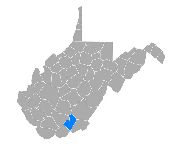Mappa Summers West Virginia — Vettoriale Stock
