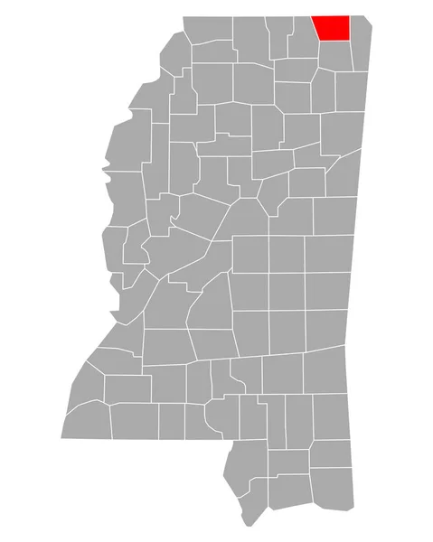Mississippi Deki Alcorn Haritası — Stok Vektör