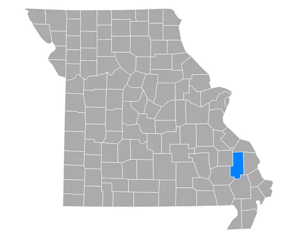 Kaart Van Bollinger Missouri — Stockvector