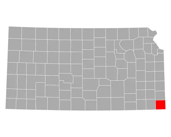 Kansas Taki Cherokee Haritası — Stok Vektör