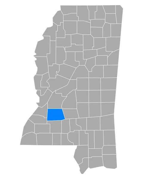 Kaart Van Copiah Mississippi — Stockvector